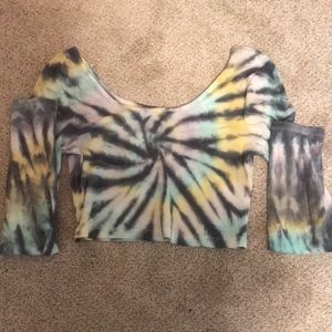 Tie dye Aeropostale round neck long sleeve crop top